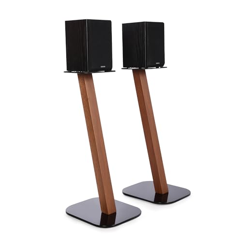 EXIMUS One Pair Fixed Height Universal Speaker Floor Stands - Cedar - 610 Series