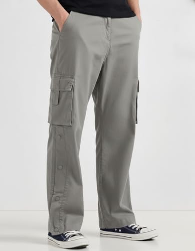 Image of Men's Cotton Cargo Pants | Stylish Elastic Drawstring Waist | Multi Pocket Tactical Pants | Casual Streetwear Utility Comfortable Regular Fit Outdoor Cargos