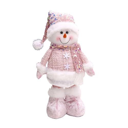 Folpus Muñeco de Peluche navideño Rosa de Altura escalable, Figura de Juguete para alféizar de Ventana, Ligero, Muñeco de Nieve