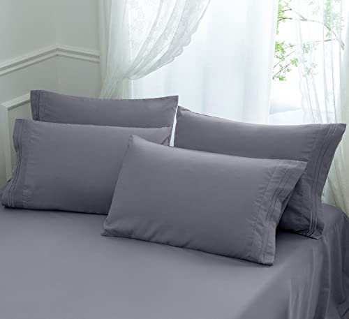 Aormenzy Microfiber Pillow Cases, Queen Size, Grey, Set of 4