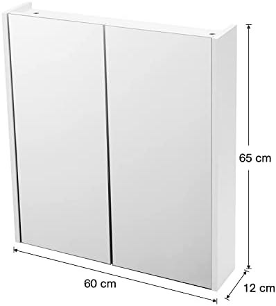 EROMMY Wall Mount Mirror Cabinet Bathroom Toilet Mirror with Storage Medicine Cabinet Cupboard with Adjustable Shelves 60x65x12cm for Mum, Wife