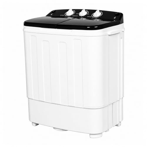 Image of Portable Washing Machine,25.3 lbs Capacity,Washer and Dryer Combo Machine for Homes & Apartments,Twin Tub Laundry Washer with Spin Cycle, BLACK