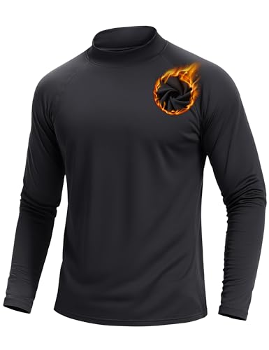 TACVASEN Mens Thermal Fleece Shirt Mock Turtle Neck Base Layer Long Sleeve Athletic Warm Undershirt Winter Running Tops