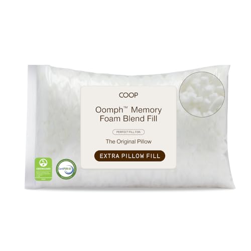 Image of Coop Home Goods Extra Oomph Fill, Cross-Cut Memory Foam, Medium Density Pillow Fill, Extra Fill Bag, Refill to Customize Your Premium Adjustable Pillow, GREENGUARD Gold and CertiPUR-US Certified