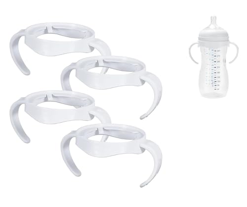 4 Pack Compatible Baby Bottle Handles for Philips Avent Natural Baby Bottles,Baby Bottle Holder - White