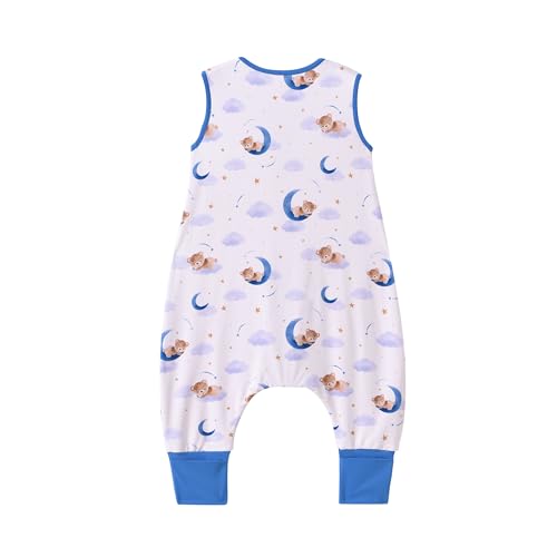Image of Baby Sleep Sack with Feet 12-18 Months 0.5 Tog 95% Rayon from Bamboo 5% Spandex Breathable Sleep Sacks Baby Walker Quilted Wearable Blanket with Legs 2-Way Zipper Bear