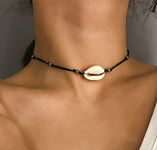 Chennie Boho Cowrie Shell Choker Necklace Beach Puka Seashell Necklaces Black Adjustable Rope Chain Jewelry For Women And Girls  #TOP4