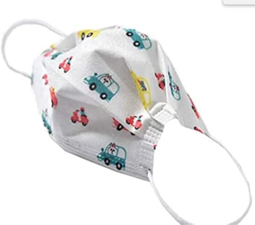 ANNVA U.S.A. 50 Pcs 3 Ply Disposbale Face Cartoon Mask For Kid (Car-Red)