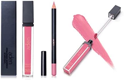 aden Matte Liquid Lipstick & Lip liner Pencil Set - 7ML - Non-Smudge & Quick Drying - Highly Pigmented - Long Duration with Hydration - Made in Italy (20 Mellow)