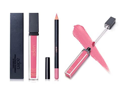 Aden Matte Liquid Lipstick & Lip Liner Pencil Set - 7Ml - Non-Smudge & Quick Drying - Highly Pigmented - Long Duration With Hydration - Made In Italy (20 Mellow) #TOP2