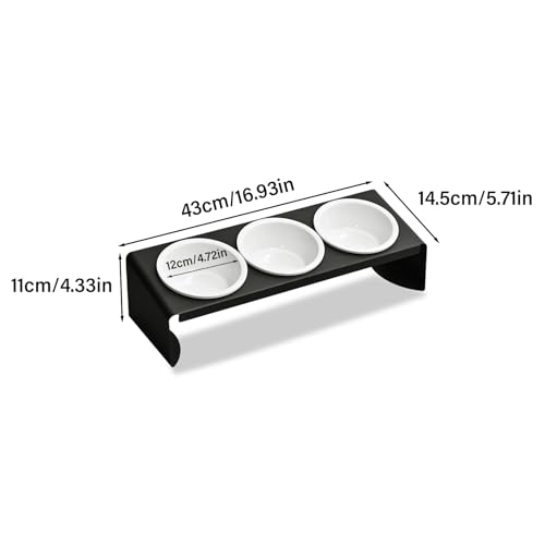3 in 1 Katzennapf Erhöht Set Keramik Futternapf mit Metall Ständer 15° Gekippte Futterstation Pet Fressnapf Katzennäpfe Hundenapf Wassernapf