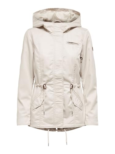 ONLY Damen Übergangsjacke ONLLorca Canvas Parka 15319876 leichte Jacke mit Kapuze Moonbeam L