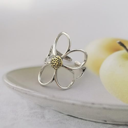 Flower Ring, Vintage Daisy Ring for Women, Adjustable April Birth Flower Ring Jewelry Gift2