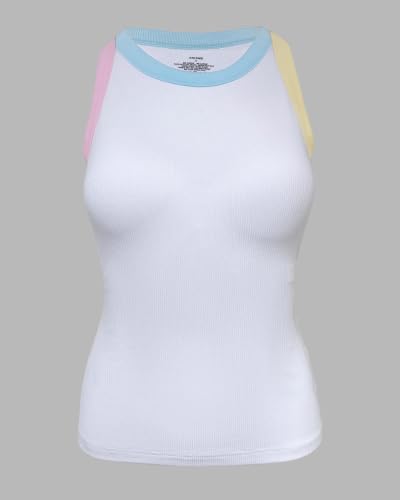 Image of CHICME Womens Sleeveless Ribbed Built in Bra Tank Tops