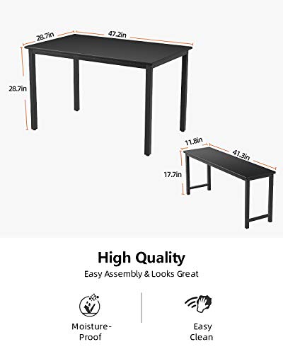 image for MIERES Table Set 2 Benches Small Kitchen Dining Room Furniture Modern 