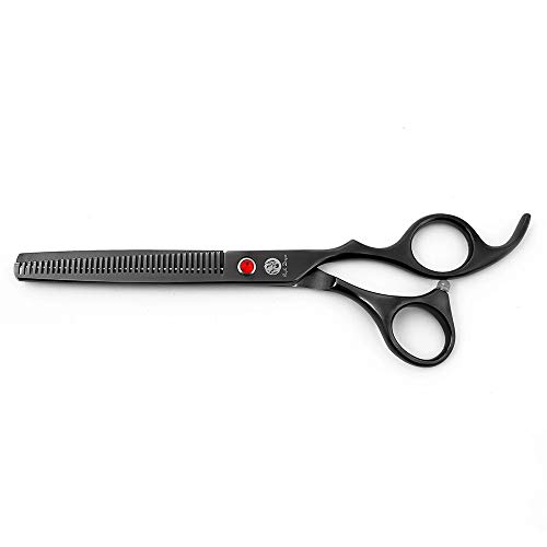 Image of Purple Dragon 7.0 inch Rhinestone Decoration 3PCS Pet Grooming Scissors Dog Hair Cutting & Thinning Shears Set (Bright Black)