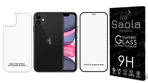 Image of Saola 11D Front And Back Tempered Glass For Apple iPhone 11 with 2 Free Installation Kits. (Back is Not Glass, Its a Flexible Protector)