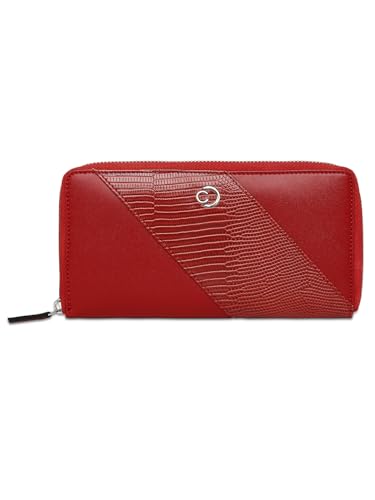 Image of Caprese Women Faux Leather Zoey Wallet Large Zip Around Terra, Red