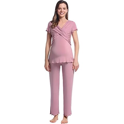Amorbella Dusty Pink Nursing Pyjama Set Cover