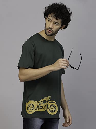 Image of Rigo Back Printed Half Sleeves Round Neck Oversized T-Shirt for Men | Drop Shoulder T-Shirt for Men | Loose Baggy Fit T-Shirt for Men