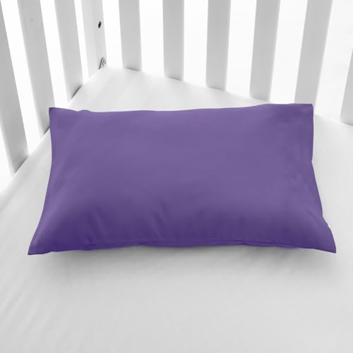 Image of EXQ Home Toddler Pillowcases Zippered 13x18 Travel Pillow Case Set of 2, Small Pillow Case Fits Baby Pillow Sized 12x16, 13x18, Kids Pillowcases 2 Pack Machine Washable(Deep Purple)