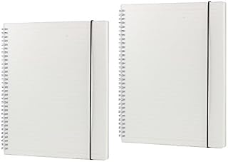 Shulaner Spiral Notebook A4 Lined, 80 Sheet Lined Paper Spiral Bound Notebook Frosted PP Cover with Elastic Belt Wirebound Notebook Pack of 2 (A4-Lined)