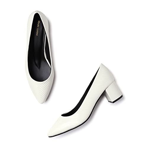 Image of Marc Loire Women's Self Design Comfortable Slip-on Casual Pointed Toe Block Pumps Heels