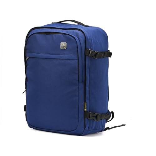 Travel Blue Mochila Traveller Venture Azul Marinho abertura 180° alças acolchoadas Faixa para Mala para trabalho faculdade e viagem