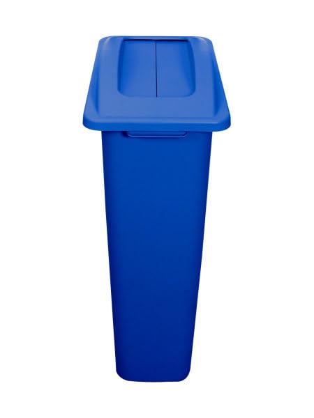 Sturdy Essentials Waste Wise Recycled HDPE Waste or Recycling Bin for Commercial Spaces with Swinging Lid - (Blue, 23 Gallons)