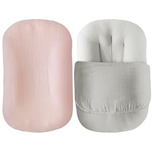 Muslin Baby Lounger Cover 2 Pack Organic Cotton & Bamboo Removable Slipcover, Baby Padded Cover Floor Seat Cover for…