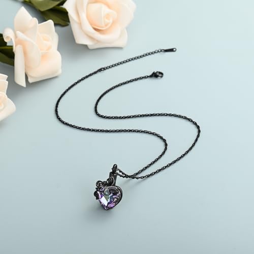 shajwo Butterfly Heart Cremation Jewelry Urn Necklaces for Ashes for Women Men Memorial Human Ashes Pendant,Black-Purple by shajwo - Used condition - Image 6