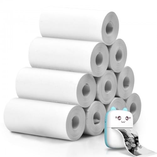 10 Rollos de Rollos Térmicos, Papel de Impresora Térmica Blanca, Papel de Impresión de Recarga Para Mini Impresora Fotográfica MóVil (55 X 25 mm)