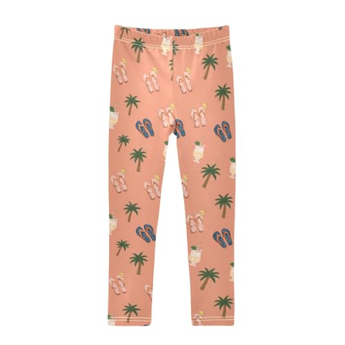 Girls' Athletic Leggings Ankle Length Yoga Dance Pants Kids Teen 4T Palm Tree Drink