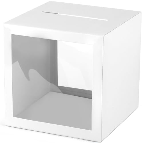 Image of Hxezoc White Card Box with Slot 7.9 inch Wedding Favors Card Box Receiving Money Envelope Holder for Reception, Wedding, Baby Showers, Retirement, Anniversary, Birthday Party, Graduation Decorations