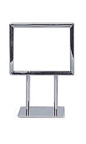 Double Sided Twin Stem Metal Sign Holder in Chrome Finish 5½ x 7 Inches