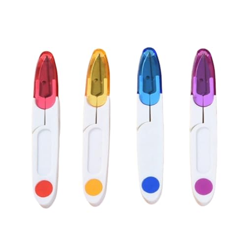 4Pcs thread snips Embroidery Scissors with Cover thread snips for sewing portable Thread Snippers for Sewing Crafting and Quilting - Compact and Lightweight Scissors with Safety Cover