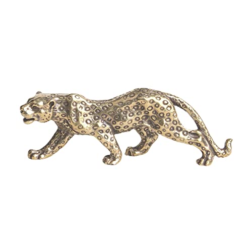 LOVIVER Statues de Léopard Figurine de Panthère Statuette en Laiton Cadeau d'anniversaire Sculpture Animale à Collectionner pour La Maison, Le Bureau, La