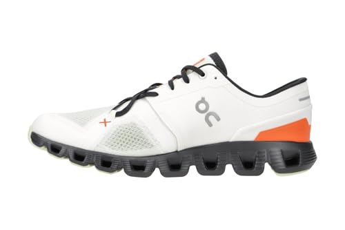 Image of On Men's Cloud X 3 Sneakers, Ivory /Flame, 9.5