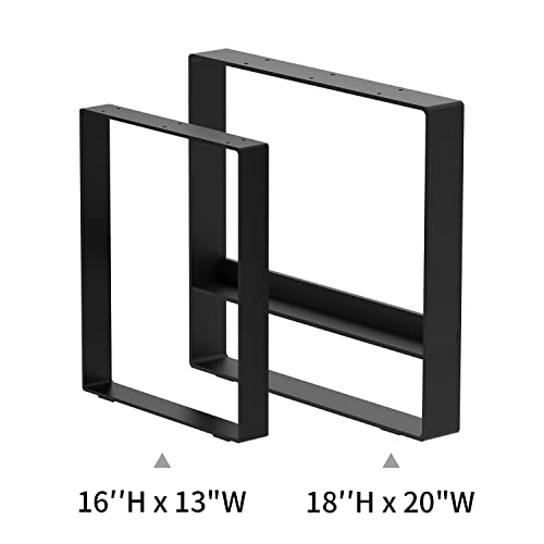 Orgerphy 18” Black Square Metal Bench Legs (2Pcs)| Heavy Duty Metal Table Legs Furniture Legs| Mid Century Modern Metal Legs Tea Table Legs For Diyers| With Screws And 4Pcs Floor Protects Rubbers #TOP4