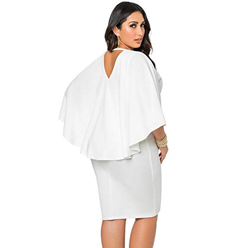 KKmoon Moda feminina Plus Size capa vestido drapeado capa sólida Bodycon Party lápis vestido