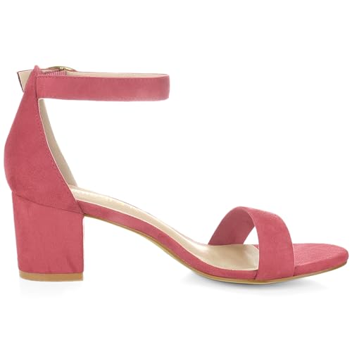Allegra K Allegra K Women's Open Toe Block Heel Ankle Watermelon Red Strap Sandals 7 M US