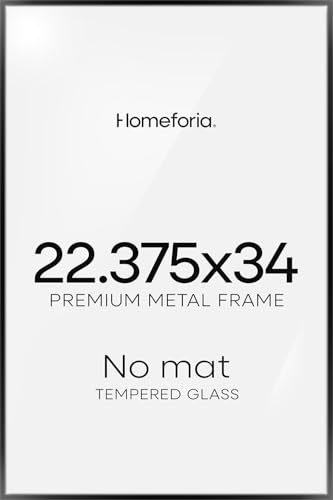 Image of Homeforia 22.375x34 Black Puzzle Frame, High End Metal 22.375 x 34 Picture Frames without Mat, 34x22.375 Thin Poster Frame for Wall, 22.375 by 34 Puzzle Photo Frame, Tempered Glass, Wall Kit, Set of 2