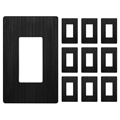 Image of LIDER Decorator Switch Cover, Screwless Wall Plate, Mid-Size 1-Gang 4.88 inch x 3.11 inch, LSWP-31M-BBK10P, UL Listed, Thermoplastic, Brushed Black, 10-Pack