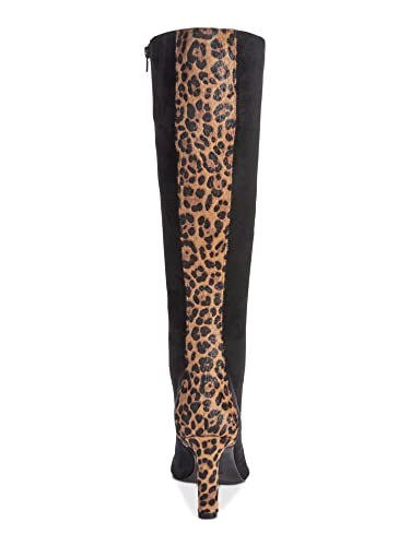 Alfani Womens Black Animal Print Calf Hair Tadashi Pointed Toe Block Heel Zip-Up Dress Boots 8.5 #TOP22