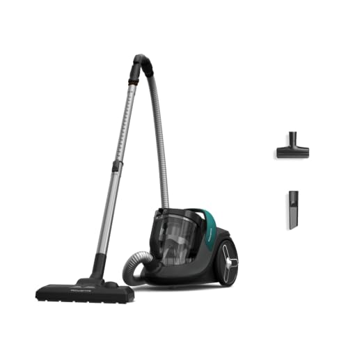 Rowenta Green Force Cyclonic Max Bodenstaubsauger ohne Beutel, 900 Watt Motor, 73 Dezibel, 2,5 Liter Fassungsvermögen, 9 m Reinigungsradius, Öko-Design, Schwarz-Grün, RO7B12