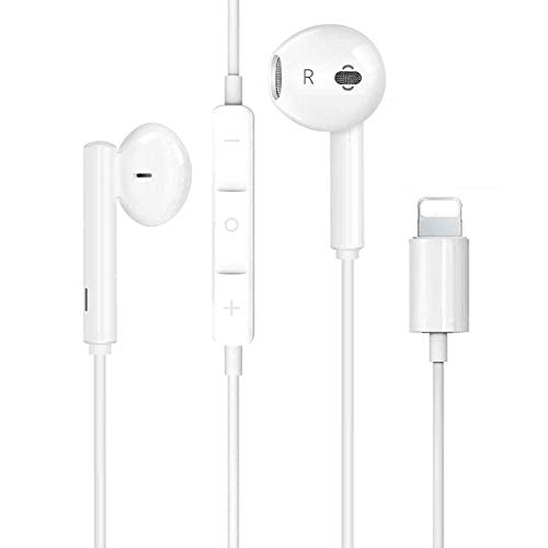 Headphone dongle Plug and Play, Wired Microphone, high-Definition Call with Noise Reduction Headphones, Compatible with iPhone 12/11/11pro/SE/Max/X/XS/XR/8/8Plus/7/7 (White 1)