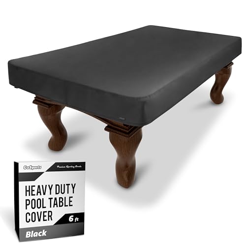 GoSports 6 ft Premium Leatherette Pool Table Cover - Waterproof & Tearproof - Heavy Duty Indoor & Outdoor Billiard Table Cover - Black