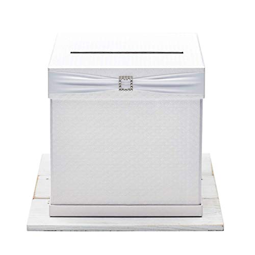 Hayley Cherie - White Gift Card Box with Rhinestone Slider, Cards Label