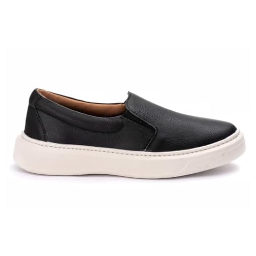 Sapatênis Masculino Iate Casual Confortável em Couro Sintético Antiderrapante – Estilo Slip On, Leve e Versátil para Uso Diário (Preto, BR, Adulto, Numérico, 44)