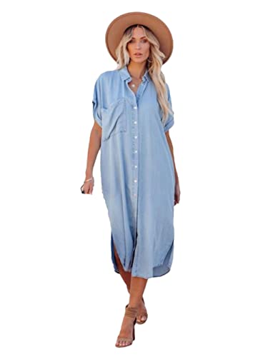 Robe en jean fendue taille M solution confort pour l'été des femmes